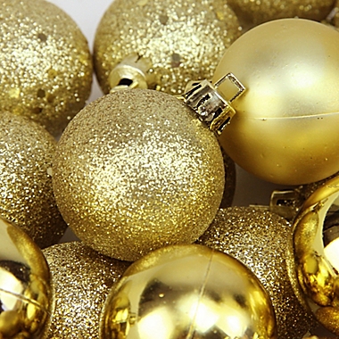 96-Count 4-Finish Christmas Ball Ornaments in Gold. View a larger version of this product image.