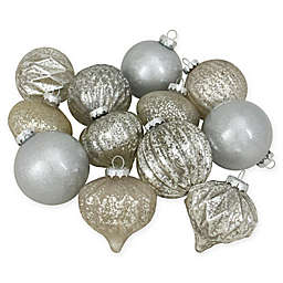 12-Piece Glass Ball Christmas Ornaments in Silver