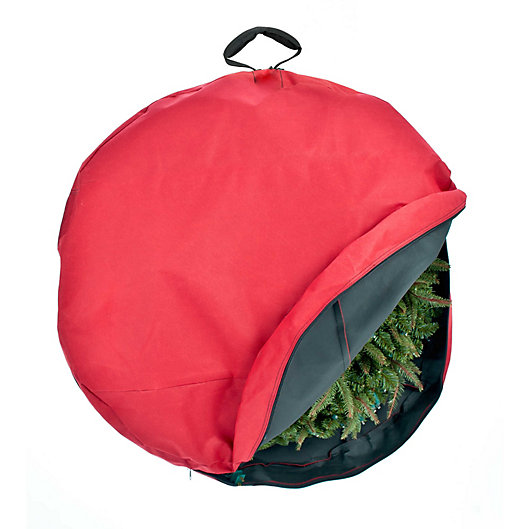Alternate image 1 for Santa's Bags 30-Inch Direct Suspend Holiday Wreath Storage Bag in Red