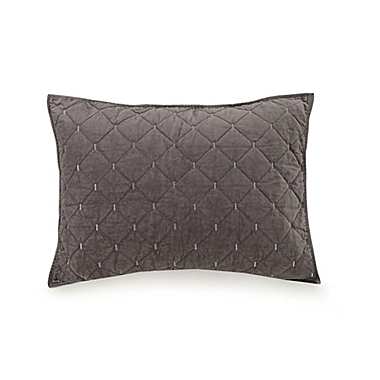 Ayesha Curry&trade; Cotton Velvet Standard Pillow Sham in Grey. View a larger version of this product image.