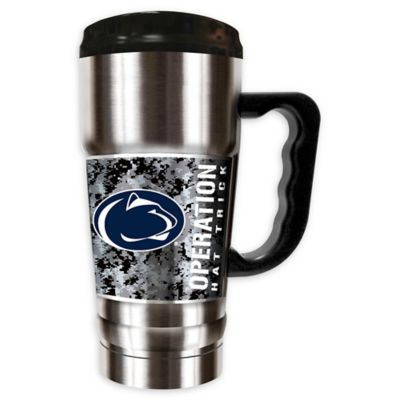 University of Pittsburgh 16 oz Travel Mug Tumbler with Handle-Silver 