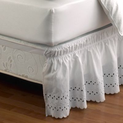 Ruffled Eyelet Bed Skirt Twin Full Size Elastic Bedroom Decor 15-18 Drop White