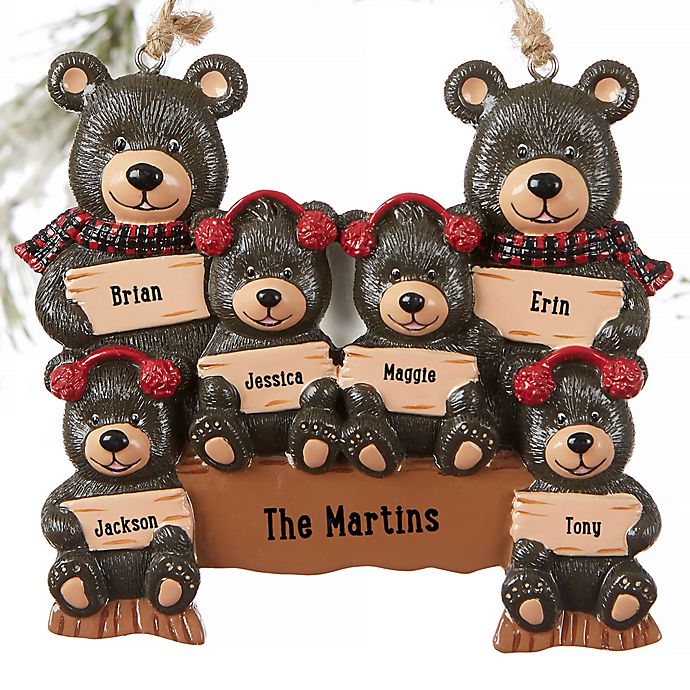 Holiday Bear Family Personalized Ornament- 6 Names | Bed Bath & Beyond