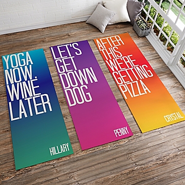 Funny Yoga Phrases Personalized Yoga Mat. View a larger version of this product image.