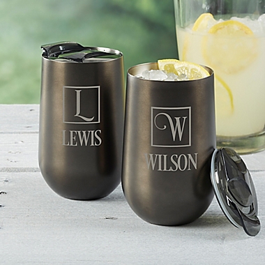 Square Monogram Personalized Travel Tumbler. View a larger version of this product image.