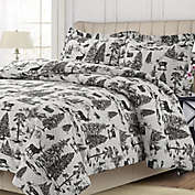 Tribeca Living Holiday Mountain Toile Full/Queen Duvet Cover Set in Grey