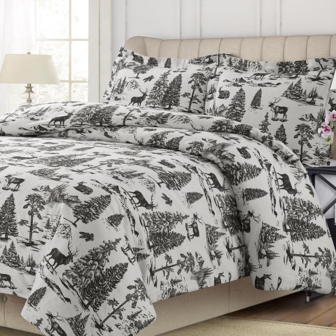 Tribeca Living Holiday Mountain Toile Duvet Cover Set Bed Bath