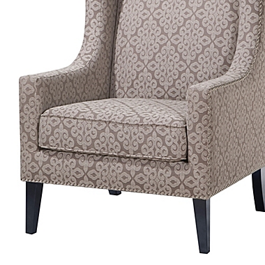 Madison Park Barton Wing Chair in Taupe/Cream. View a larger version of this product image.