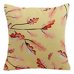 E By Design Wild Oak Leaves Square Throw Pillow in Cream