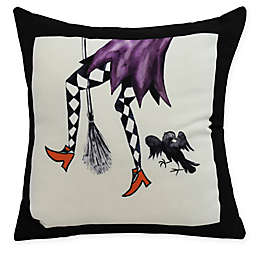 E By Design Fly Away Witch Square Throw Pillow