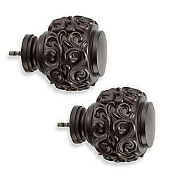 Cambria® Estate Carved Doorknob Finials in Matte Brown (Set of 2)
