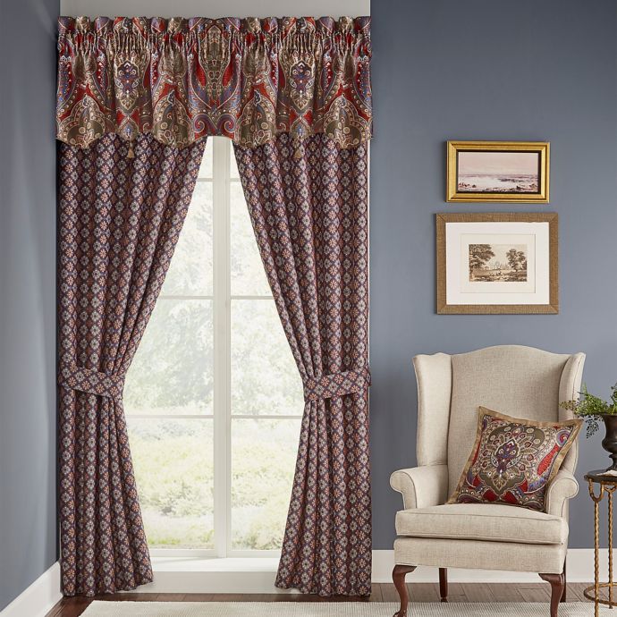 Croscill Margaux Rod Pocket Window Curtain Panel Pair In Red Blue