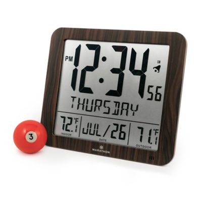 Large Display Slim Atomic Digital Clock with Indoor/Outdoor Temperature