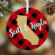 1-Sided Glossy State Pride Buffalo Check Personalized Ornament-Sm