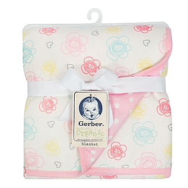 Gerber&reg; Flowers and Hearts Organic Cotton Blanket in Pink. View a larger version of this product image.