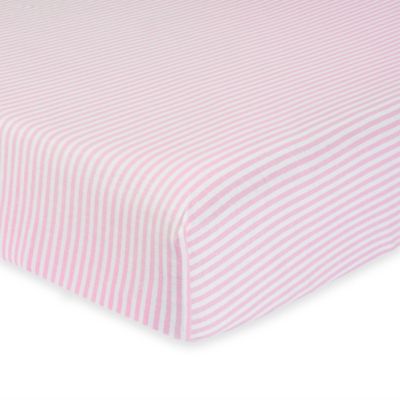 Gerber&reg; Stripe Organic Cotton Fitted Crib Sheet in Pink/White