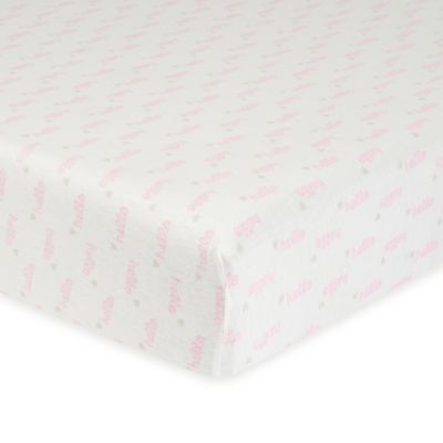 Gerber&reg; &quot;Hello&quot; Organic Cotton Fitted Crib Sheet in Pink/White