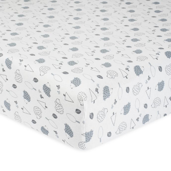 Gerber Hedgehog Organic Cotton Fitted Crib Sheet In Grey White