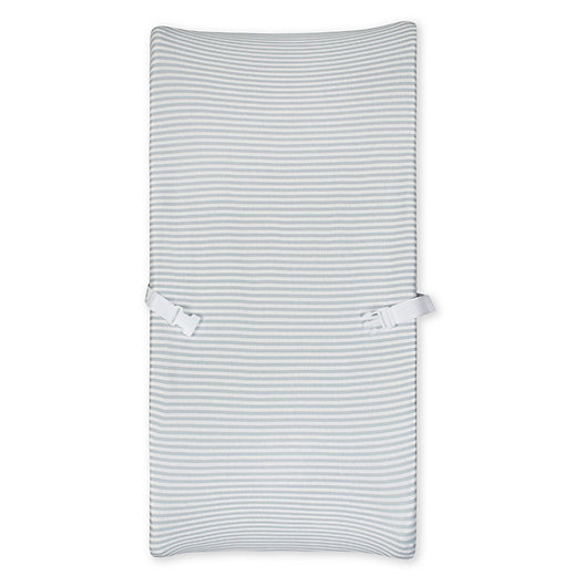 Alternate image 1 for Gerber® Grey Striped Organic Cotton Changing Pad Cover