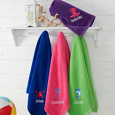 Sea Creatures Embroidered Beach Towel Collection. View a larger version of this product image.