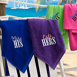 His or Hers Personalized Honeymoon Beach Towel