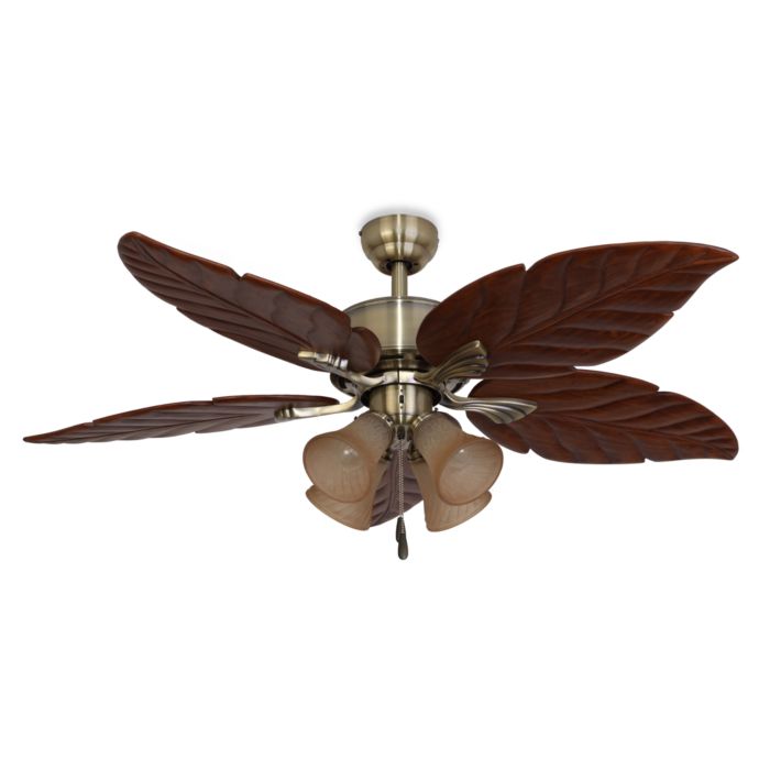 52 Inch Tortuga 4 Light Aged Brass Ceiling Fan Bed Bath Beyond