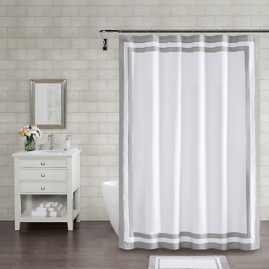 Wamsutta Hotel Border Shower Curtain, White Matelasse Shower Curtain 84