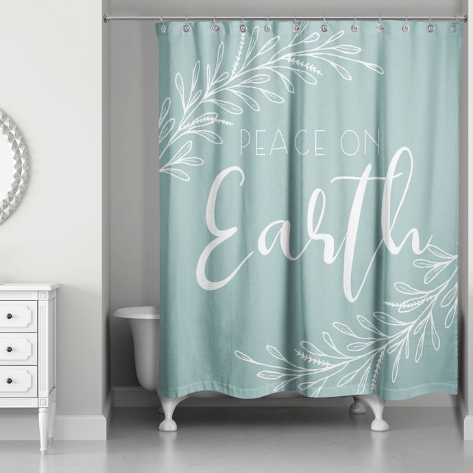Designs Direct Peace On Earth Shower Curtain In Green Bed Bath