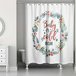 Designs Direct "Baby it's Cold Outside" Shower Curtain in Green