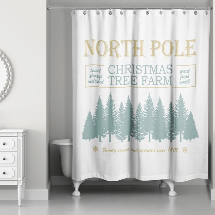 Designs Direct North Pole Christmas Tree Farm Shower Curtain In