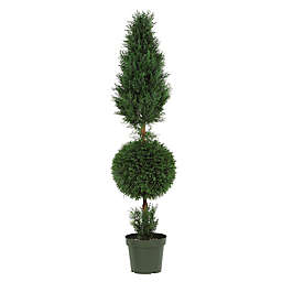 Nearly Natural 5-Foot Artificial Cypress Ball and Cone Topiary with Green Pot