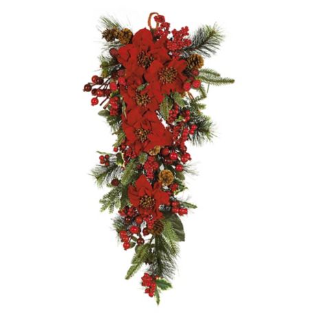 Nearly Natural 30-Inch Poinsettia Teadrop | Bed Bath & Beyond