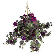 Nearly Natutral 24-Inch Artificial Morning Glory Plant in Purple in Hanging Basket