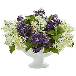 Nearly Natural 14-Inch Artificial Purple/White Lilac Arrangement in Vase