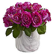 Nearly Natural 10-Inch Artificial Rose Arrangement in Vase