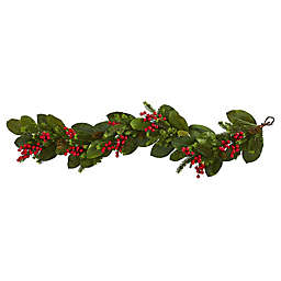 Nearly Natural 5-Foot Artificial Magnolia Berry Pine Garland