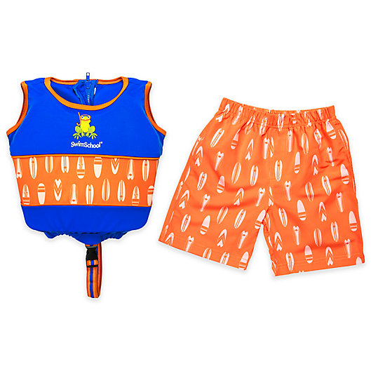 Alternate image 1 for 2-Piece Swim Short and Swim Vest Trainer Set in Blue/Orange