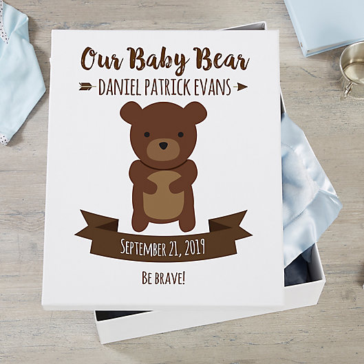 Alternate image 1 for Woodland Adventure Bear Personalized Baby Keepsake Box