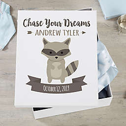 Woodland Adventure Raccoon Personalized Baby Keepsake Box