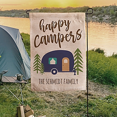 Happy Campers Personalized Camping Flag. View a larger version of this product image.