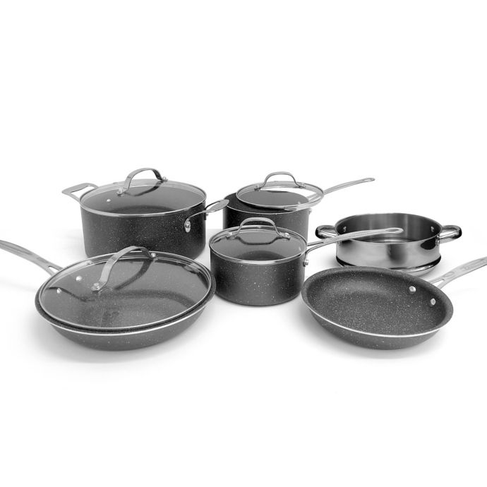 Granite Rock™ Titanium Nonstick Aluminum Cookware Collection in Black  Bed Bath & Beyond