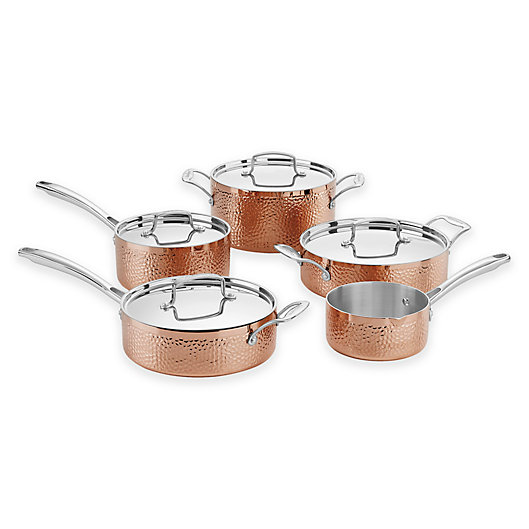 Alternate image 1 for Cuisinart® Hammered Copper Tri-Ply Stainless Steel 9-Piece Cookware Set