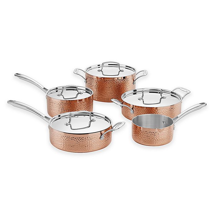 Cuisinart® Hammered Copper Tri-Ply Stainless Steel 9-Piece Cookware Set Cuisinart 3 Ply Stainless Steel Cookware