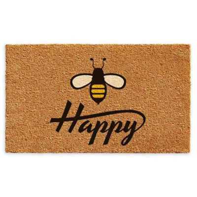 Calloway Mills Bee Happy 17&quot; x 29&quot; Coir Door Mat in Natural/Black