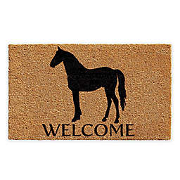 Calloway Mills Horse Welcome 17" x 29" Coir Door Mat in Natural/Black