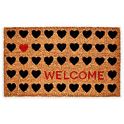Calloway Mills Heart Welcome  17" x 29" Coir Door Mat in Natural/Black