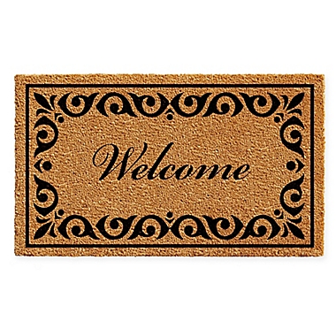 Calloway Mills Breaux Welcome 24&quot; x 36&quot; Coir Door Mat in Natural/Black. View a larger version of this product image.