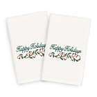 Alternate image 0 for Linum Home Christmas Happy Holidays  2-Piece Hand Towel Set in White