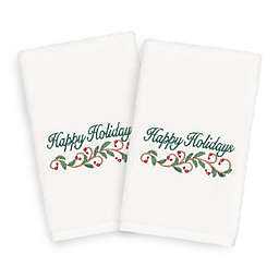 Linum Home Christmas Happy Holidays Hand Towels (Set of 2)