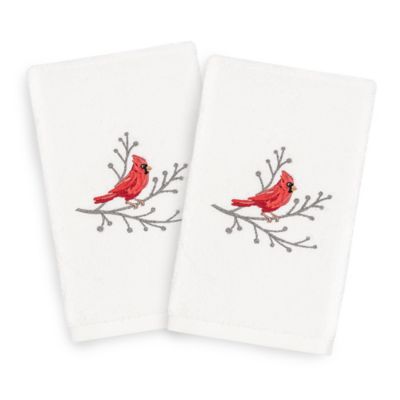 Linum Home Christmas Cardinal Hand Towels (Set of 2)